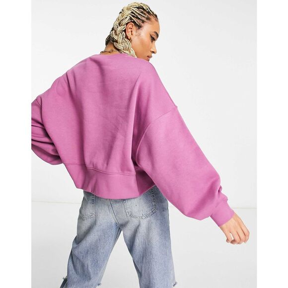 Nike Collection Fleece Oversized Crew Neck Sweatshirt in Purple Size Medium - Picture 3 of 8